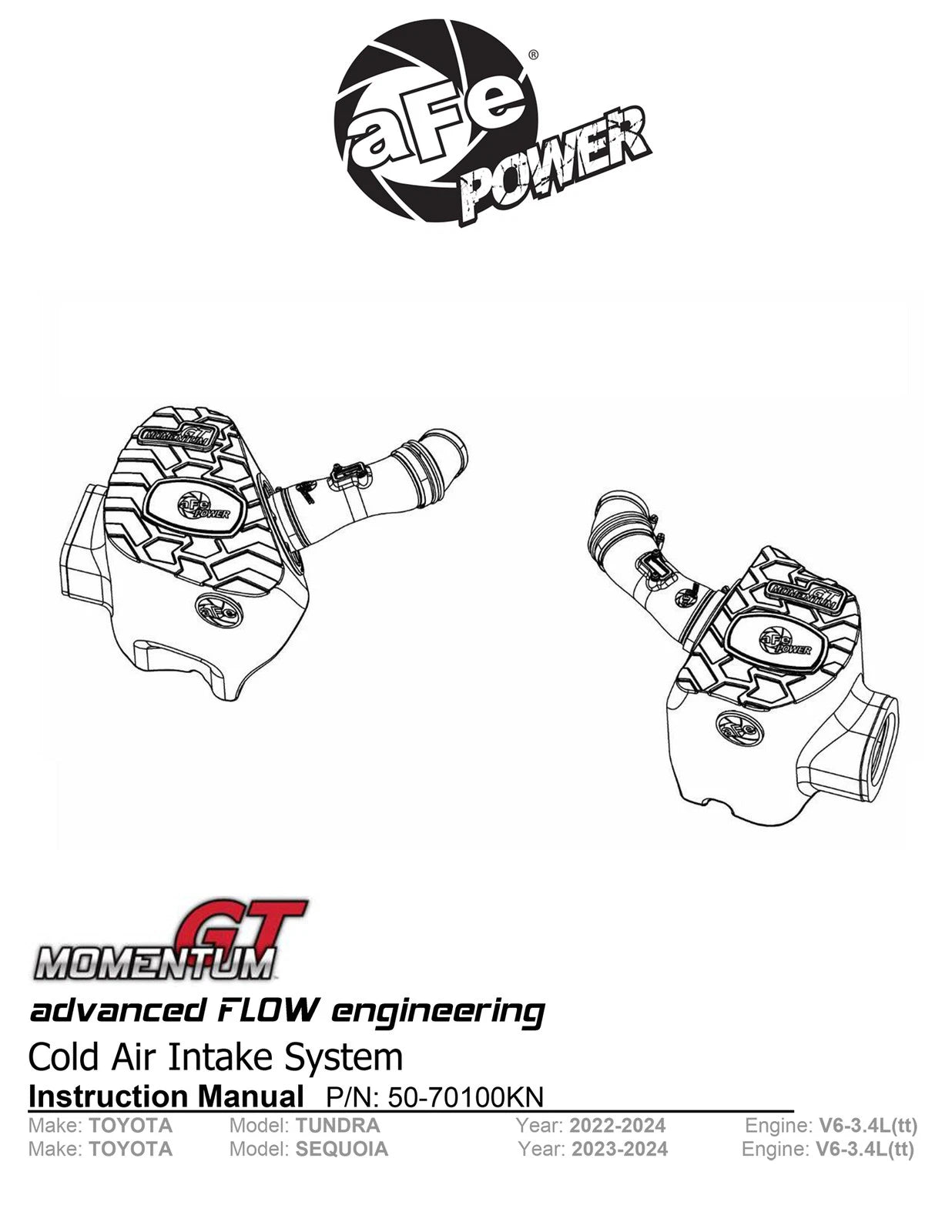 aFe 2022 Toyota Tundra V6-3.5L (tt) Momentum GT Cold Air Intake System w/ Pro 5R Filter - Orange