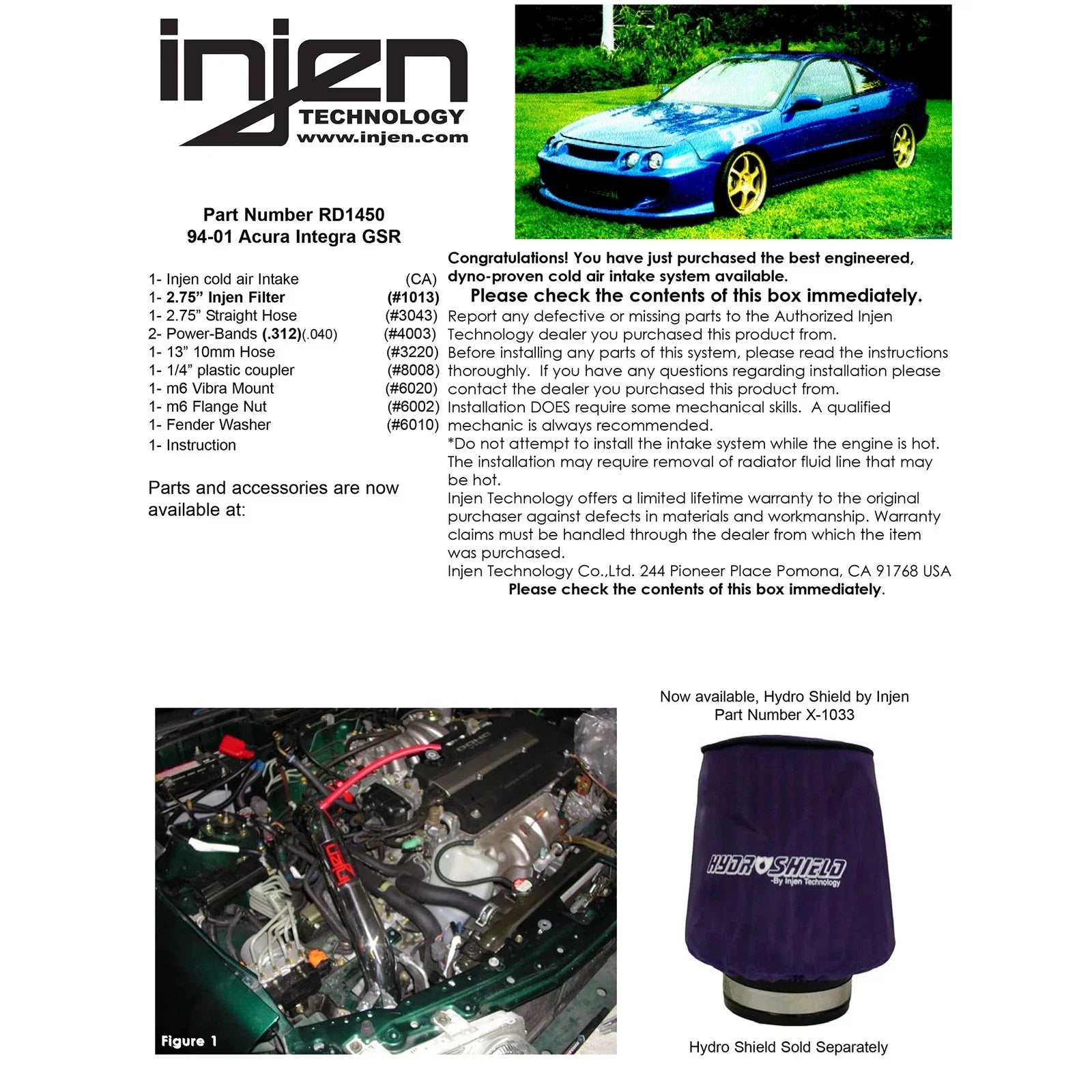 Injen 94-01 Integra GSR Black Cold Air Intake *SPECIAL ORDER*