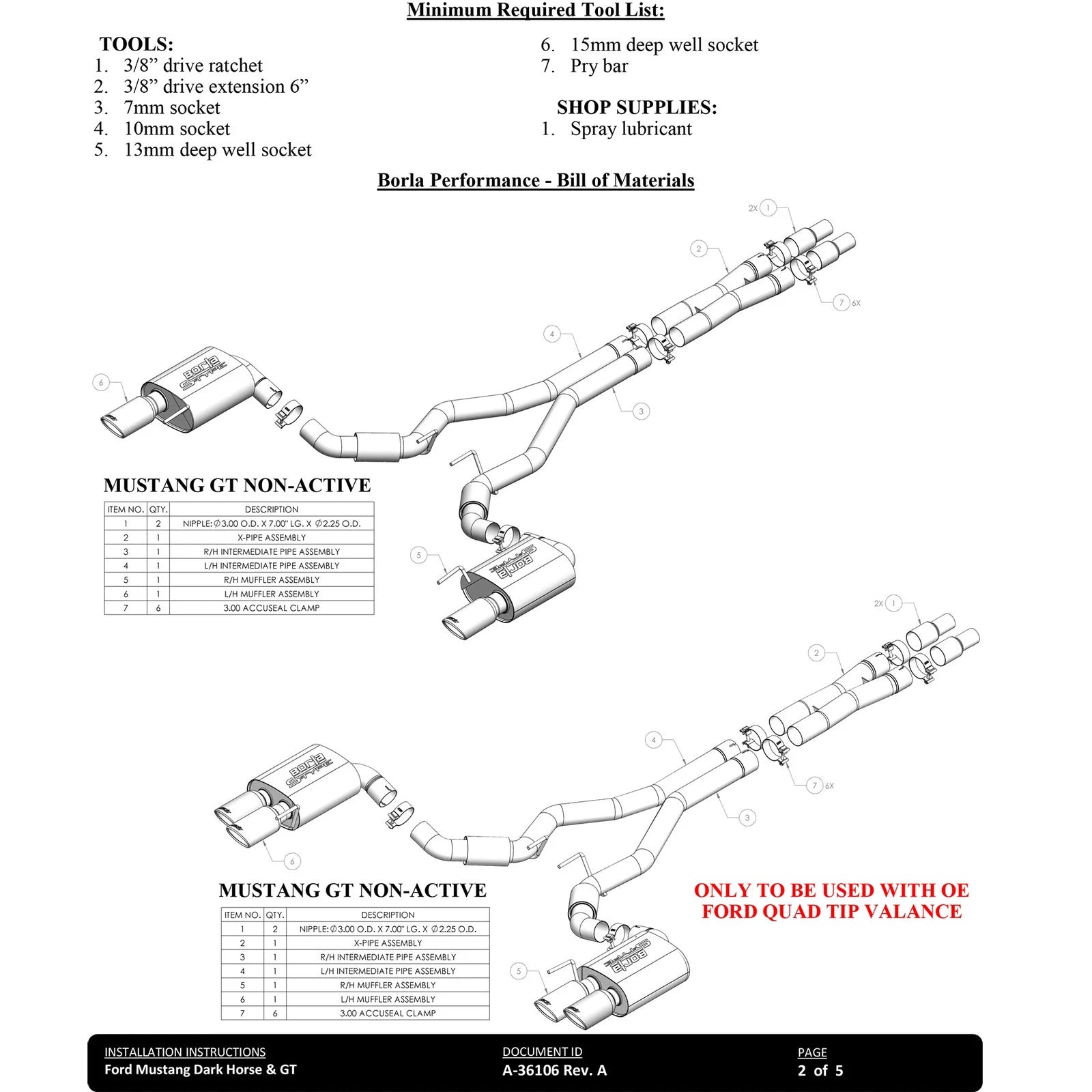 Borla 2024 Ford Mustang Dark Horse 5.0L V8 w/Active Exhaust ATAK Cat-Back Exhaust System - BC Tips