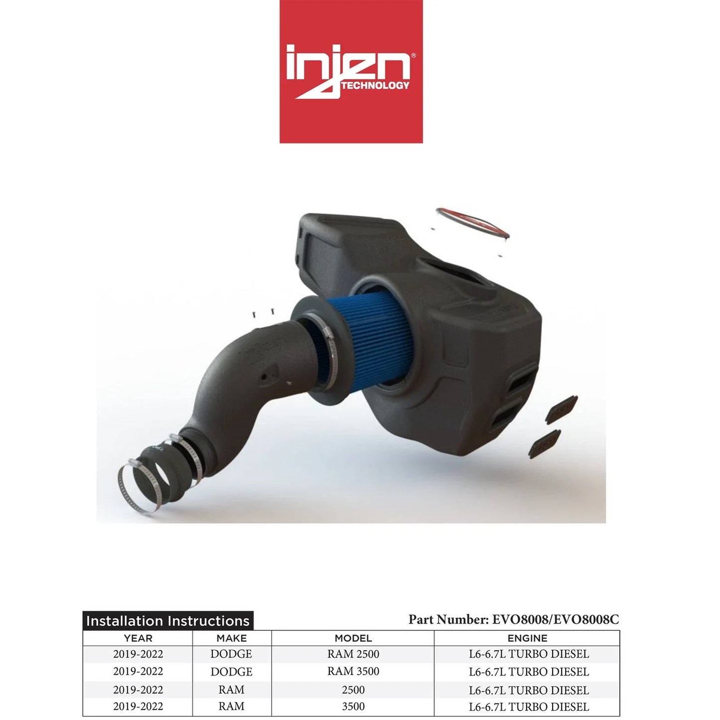 Injen 19-22 Ram 2500/3500 I6-6.7L Diesel Evolution Intake - Oiled Filter