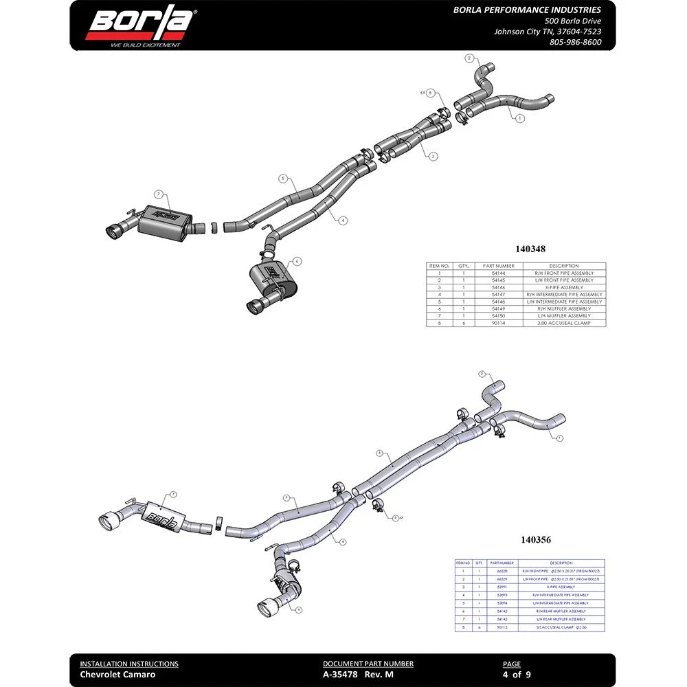Borla 14-15 Chevy Camaro SS 6.2L V8 Single Split Rear Exit S-Type Catback Exhaust