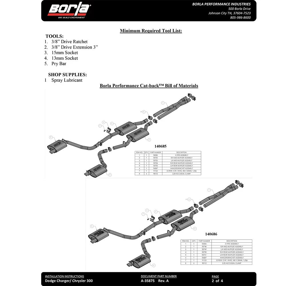 Borla 15-16 Dodge Charger 3.6L V6 ATAK Cat Back Exhaust (Uses Factory Valence)