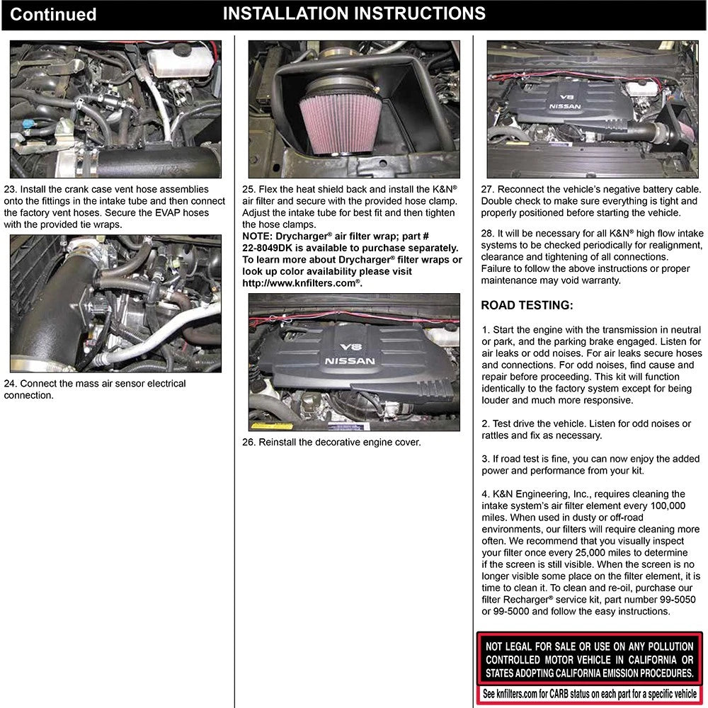 K&N 2017 Nissan Titan V8-5.6L F/I AirCharger Performance Intake
