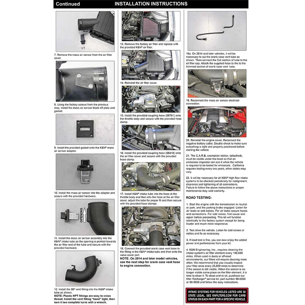 K&N FIPK 10-14 Chevy Camaro V8 6.2L Performance Intake Kit
