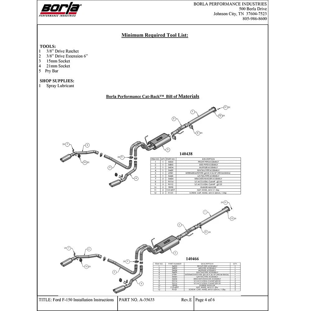 Borla 11-14 Ford F-150 5.0L AT 2/4WD Aggressive ATAK SS Catback Exhaust