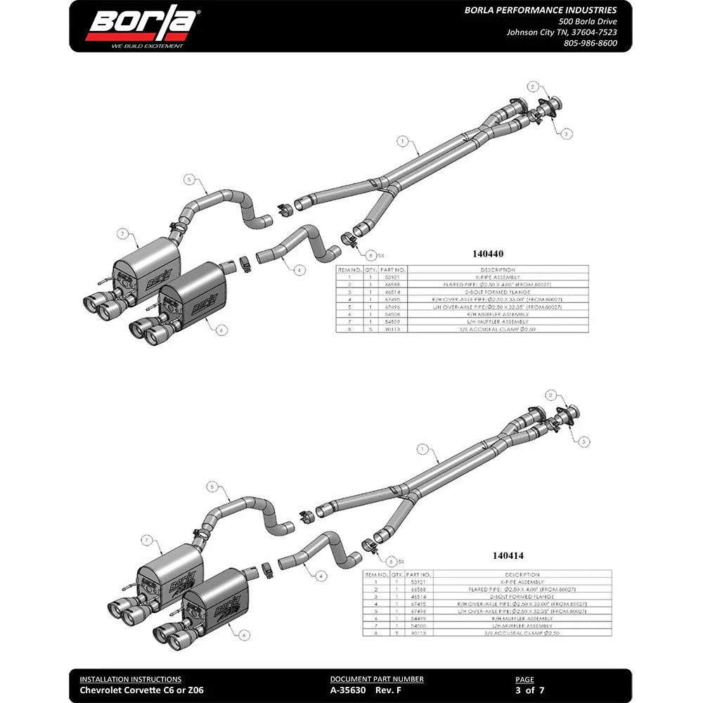 Borla 05-08 Chevrolet Corvette Coupe/Convertible 2dr 6.2L 8cyl AT/MT 6spd ATAK SS Catback Exhaust