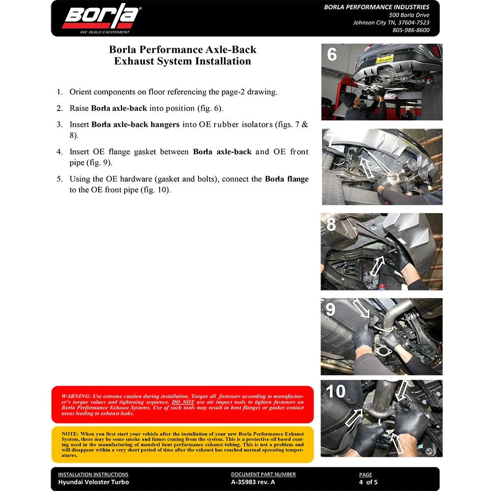 Borla 2019 Hyundai Veloster 1.6L FWD S-Type Exhaust (Rear Section Only)