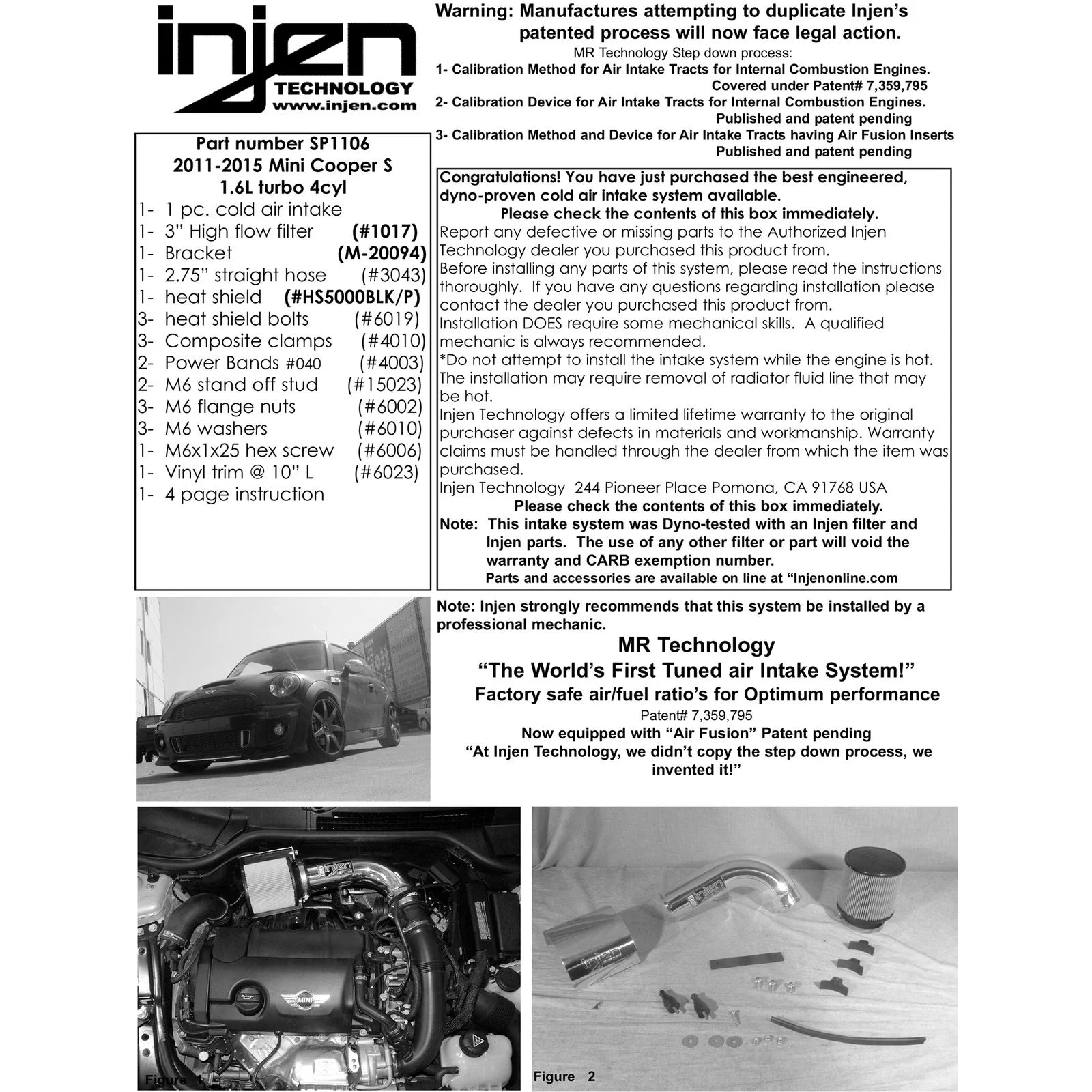 Injen 11 Mini Cooper S 1.6L 4cyl Turbo Polished Cold Air Intake w/ MR Tech