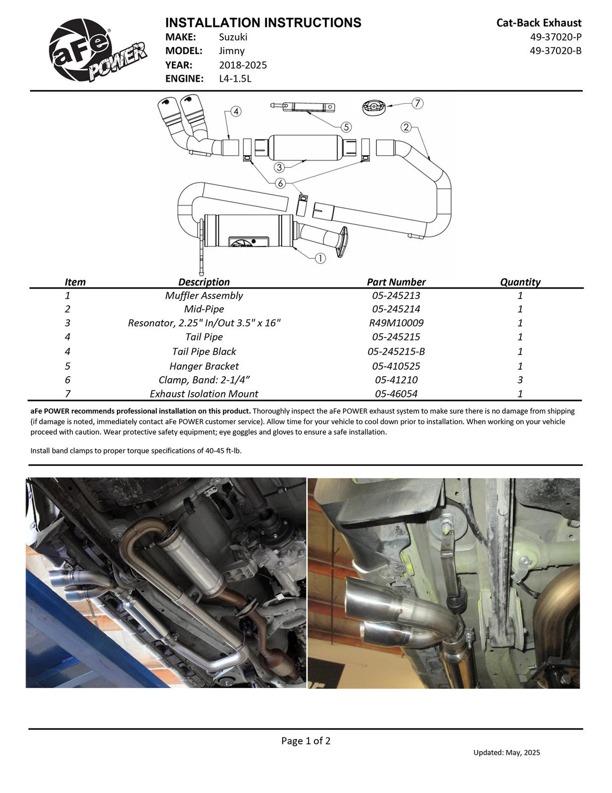 aFe 18-21 Suzuki Jimny Takeda 2-1/4in. 304 SS Cat-Back Exhaust w/ Blk Tip