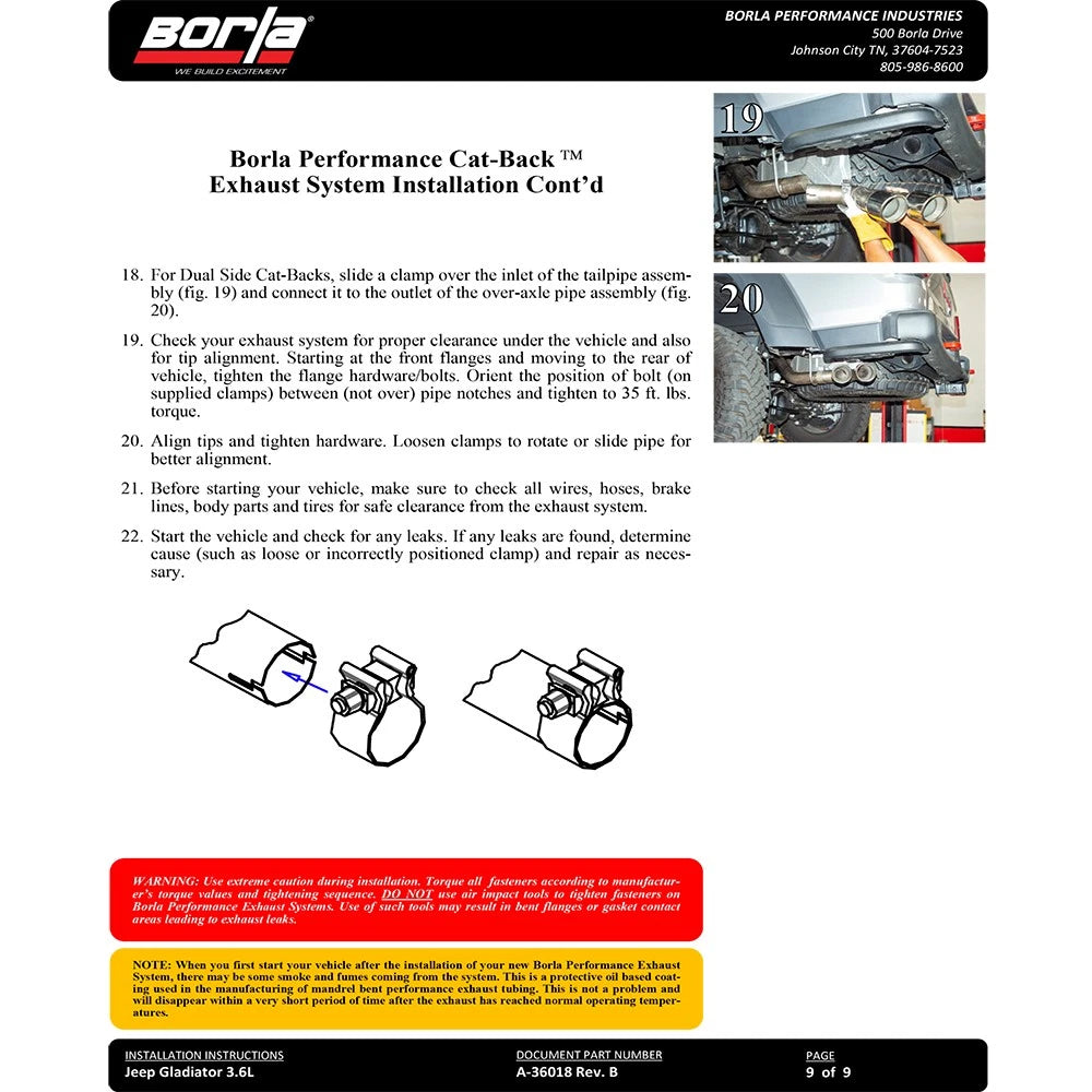 Borla 2020 Jeep Gladiator JT 3.6L V6 AWD 2.75in ATAK Climber Turndown Tip