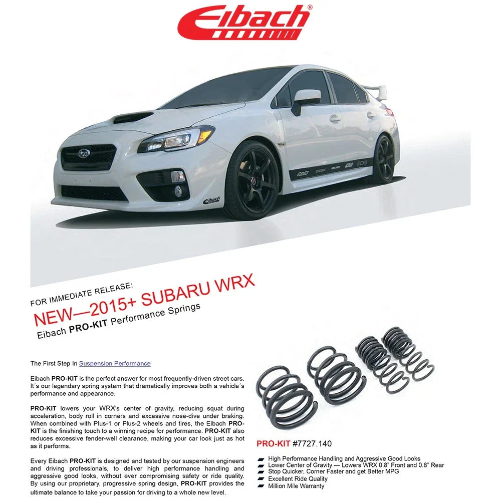 Eibach Pro-Kit for 2015 Subaru WRX 2.0L Turbo (Excl. STi & Premium)