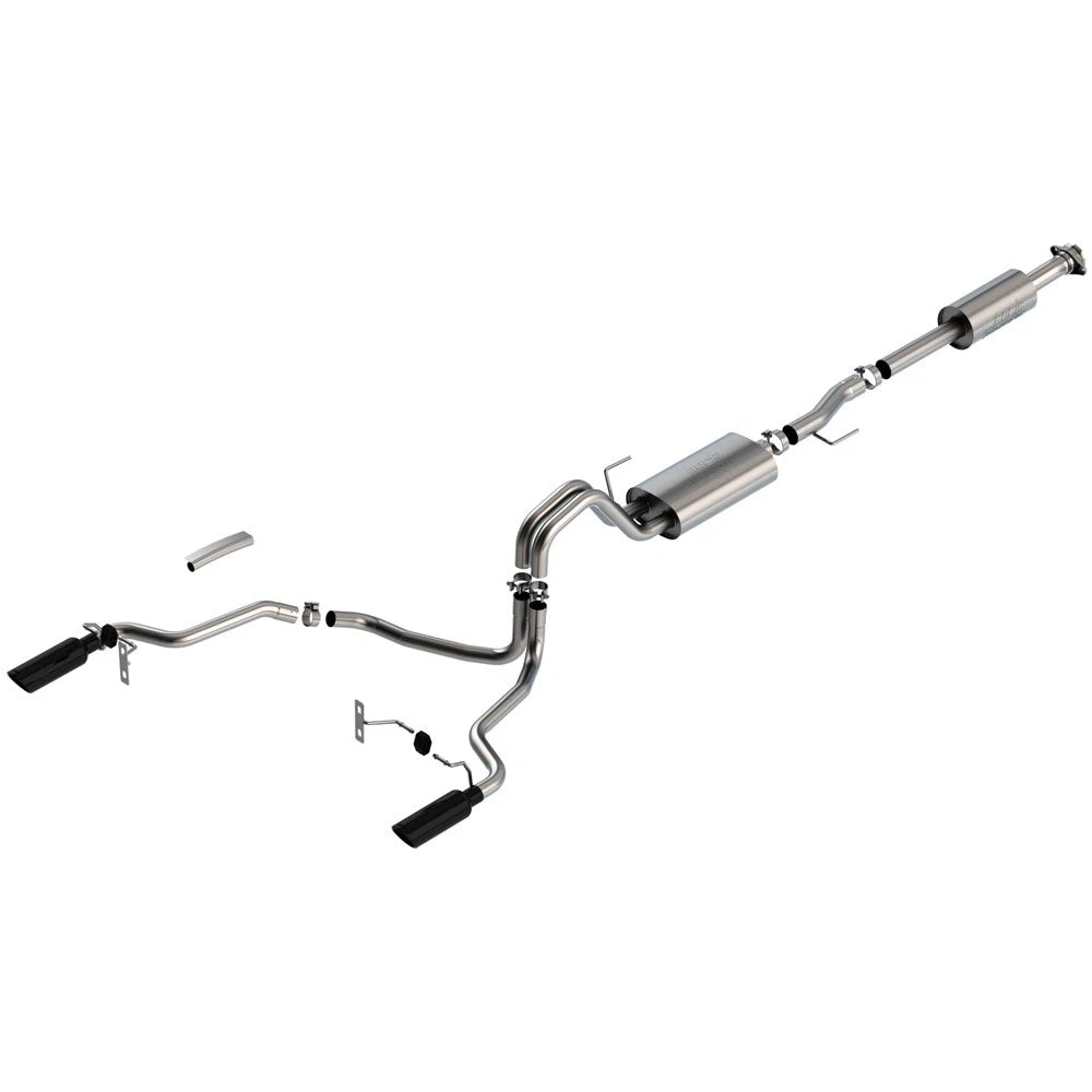 Borla F-150 2021 5.0L 4dr CC SB EC STB Lariat/KR/Pltm/LTD 3/2.25 SRE Cat-Back Touring Black CHR Tips