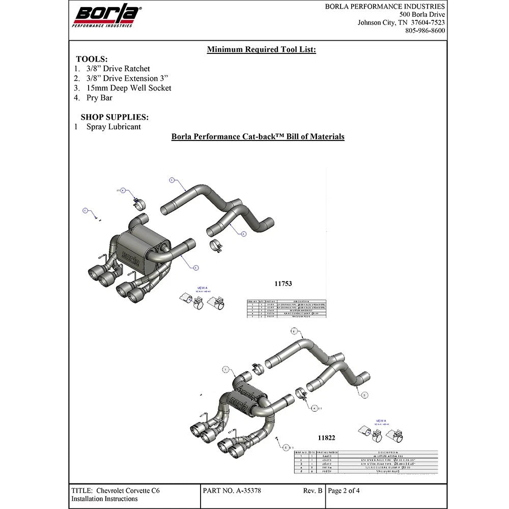 Borla 06-12 Chevrolet Corvette Z06/ZR1 6.2L/7.0L 8cyl Aggressive ATAK Exhaust (rear section only)