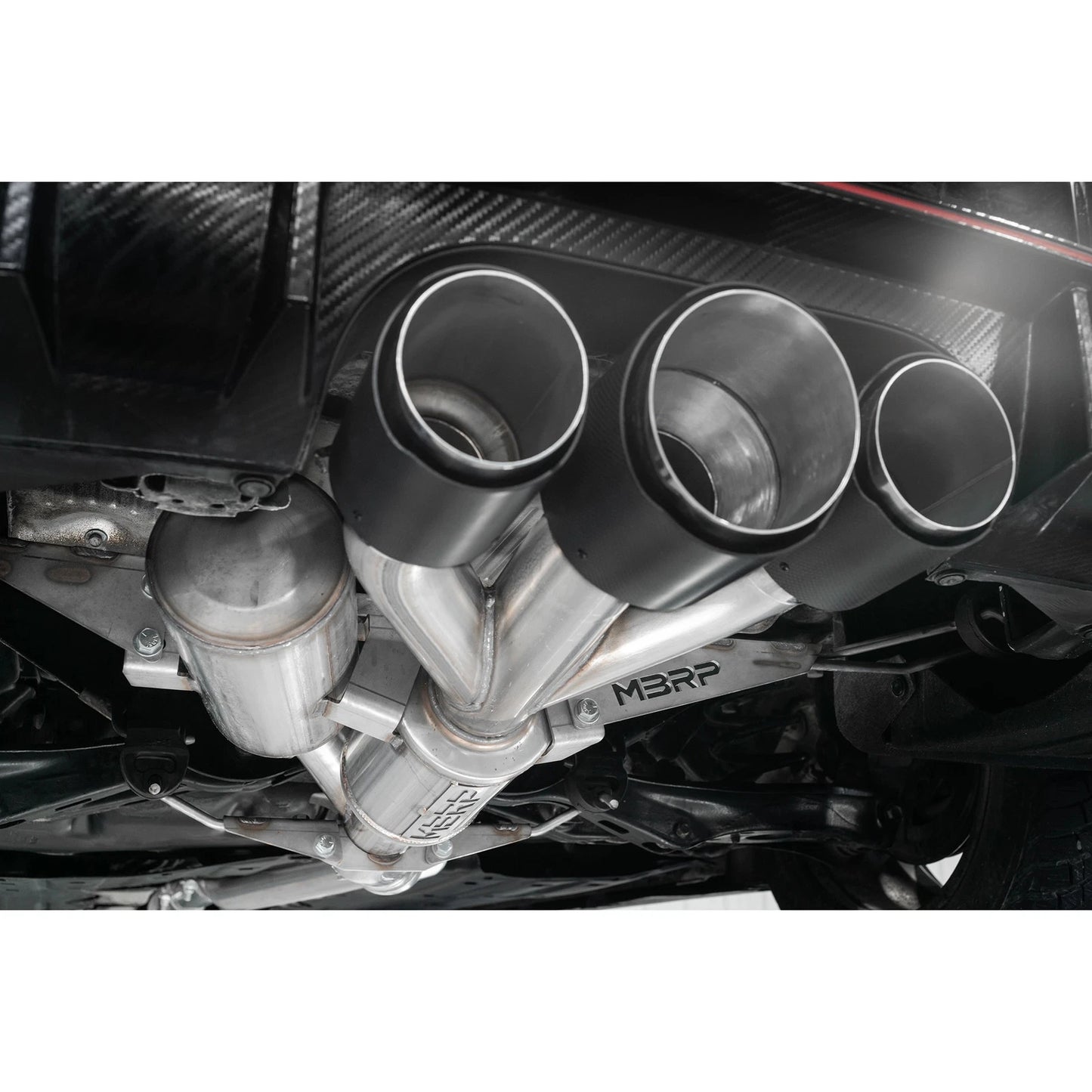 MBRP 17-22 Honda Civic Type R 2.0L T304 SS 3in Cat-Back w/Triple Center Outlet- Carbon Fiber Tips