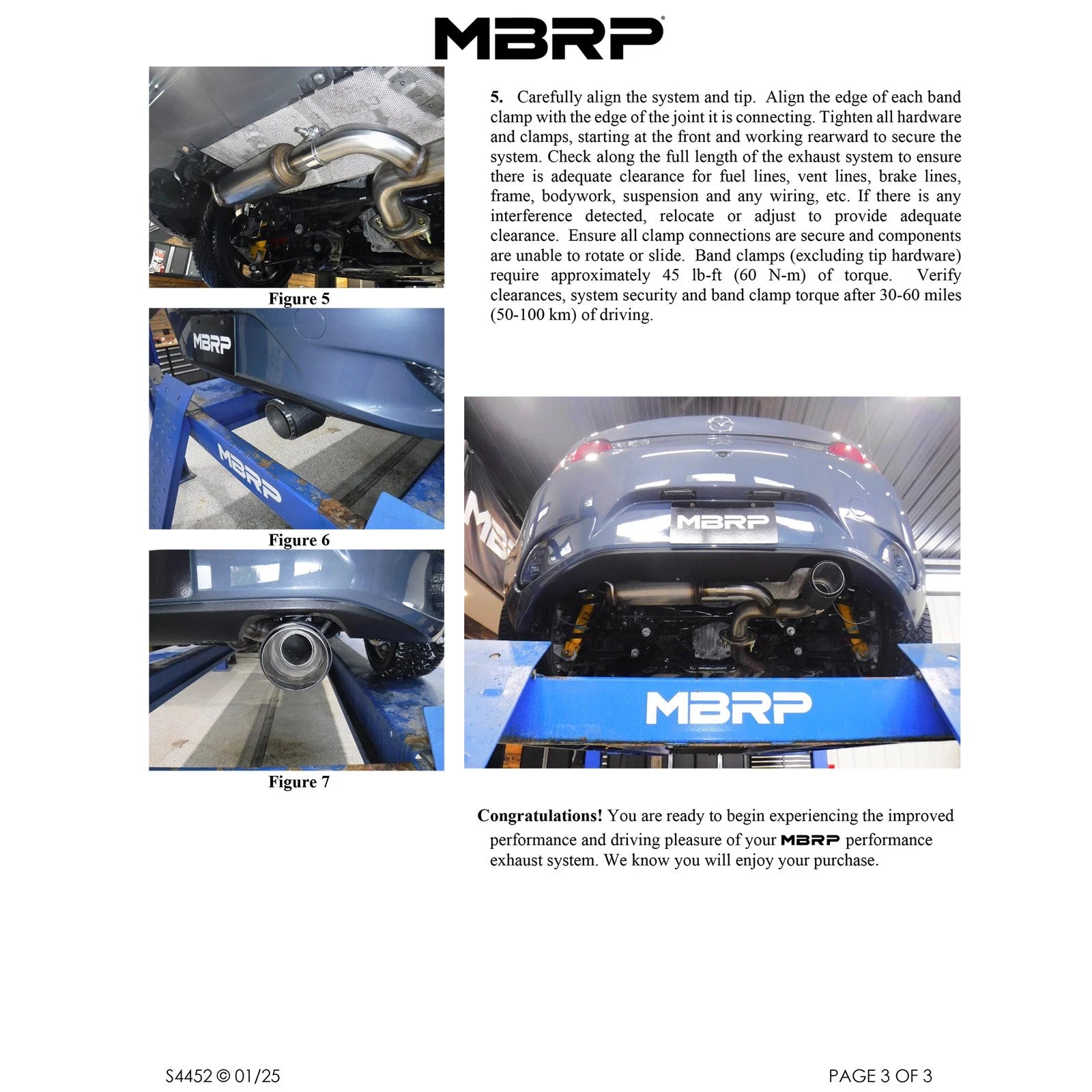 MBRP 16+ Mazda MX-5 Miata Single Rear Exit 2.5in Axle Back Exhaust AL