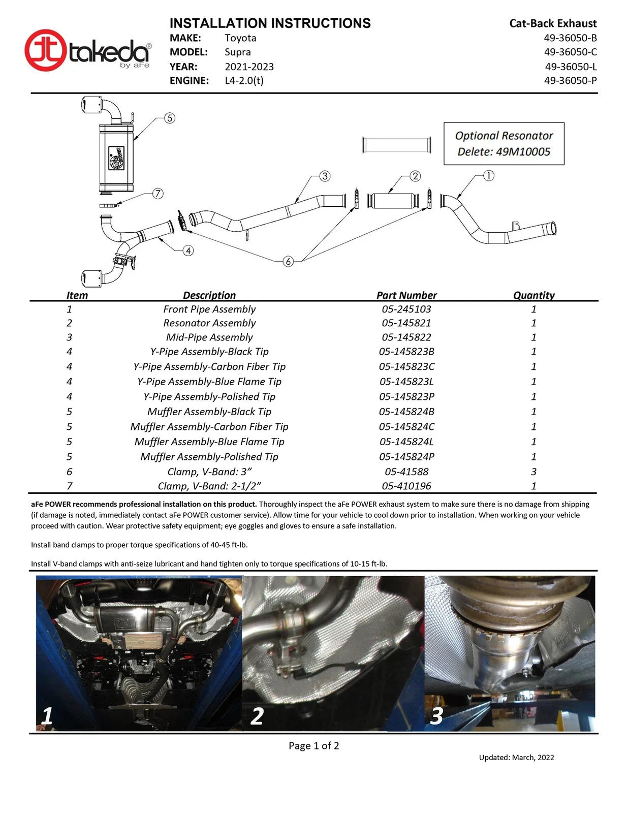 aFe POWER Takeda 2021 Toyota Supra 2.0L (t) 2.5in-3in 304 SS CB Exhaust w/ Black Tips