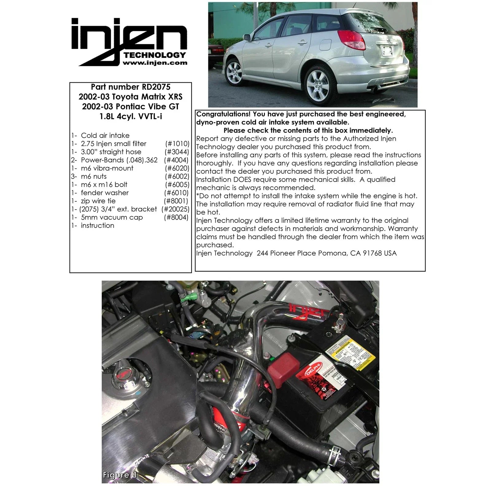 Injen 02-03 Matrix XRS Polished Cold Air Intake