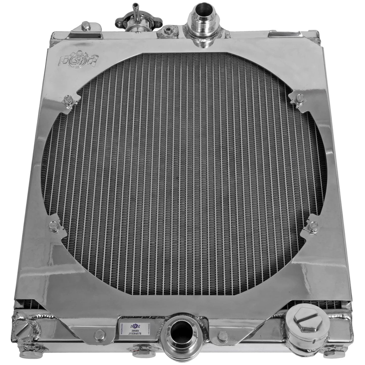 CSF Universal Half Radiator w/-16AN & Slip-On Fittings/12in SPAL Fan & Shroud