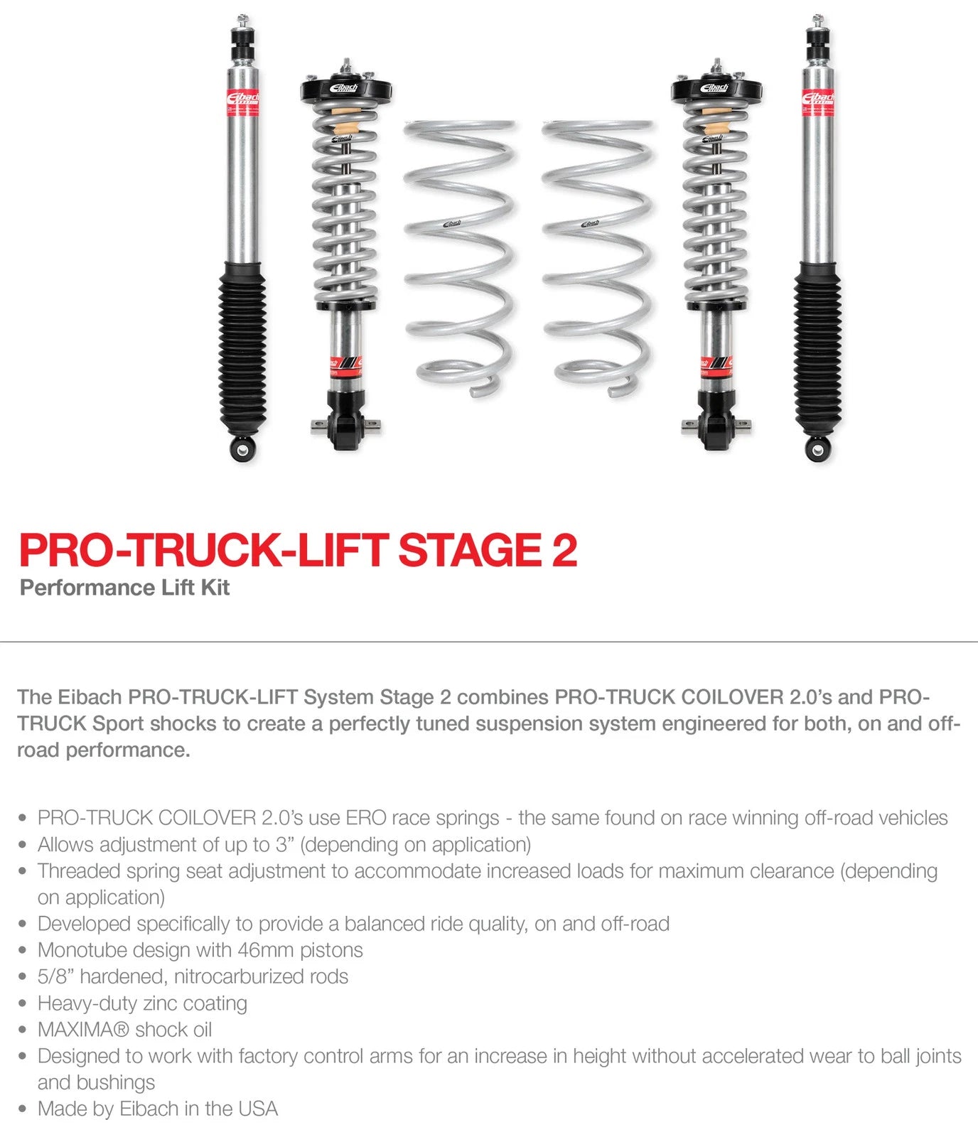 Eibach Pro-Truck Coilover 2.0 Front w/ Rear Shocks for 15-20 Ford F-150 3.5L EcoBoost 2WD