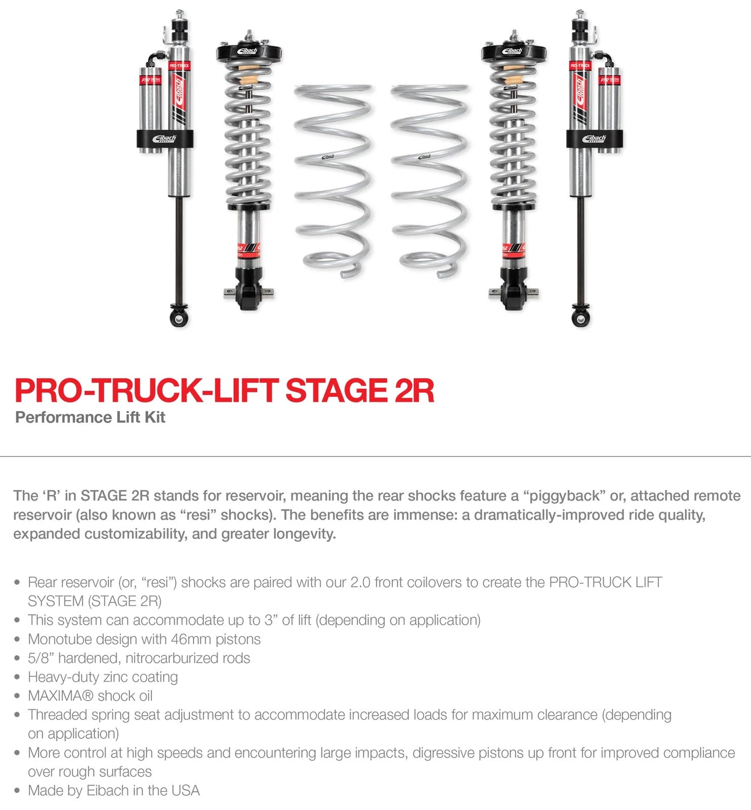 Eibach Pro-Truck Coilover 2.0 Stg 2R for 15-22 Chevrolet Colorado 2WD/4WD (Excl. ZR2 Models 2WD/4WD)
