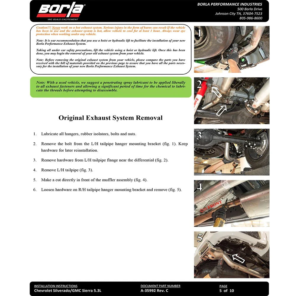 Borla 2019 Chevy Silverado 1500 5.3L V8 CC SB 147.4in WB Touring Cat-Back w/ Quad Square Tips