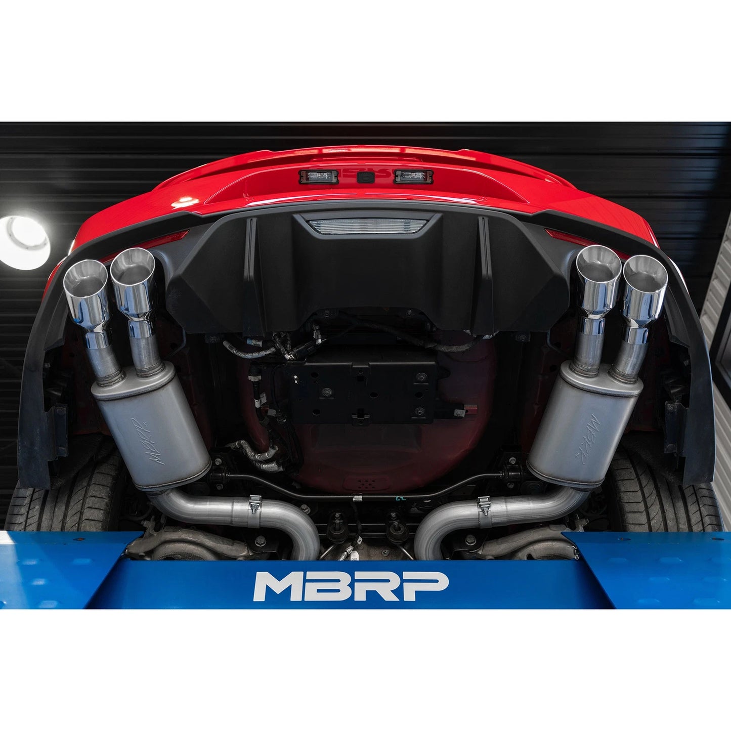 MBRP 18-19 Ford Mustang GT 5.0 3in Dual Split Rear AL Cat Back w/ Quad 4.0in Dual Wall Tips