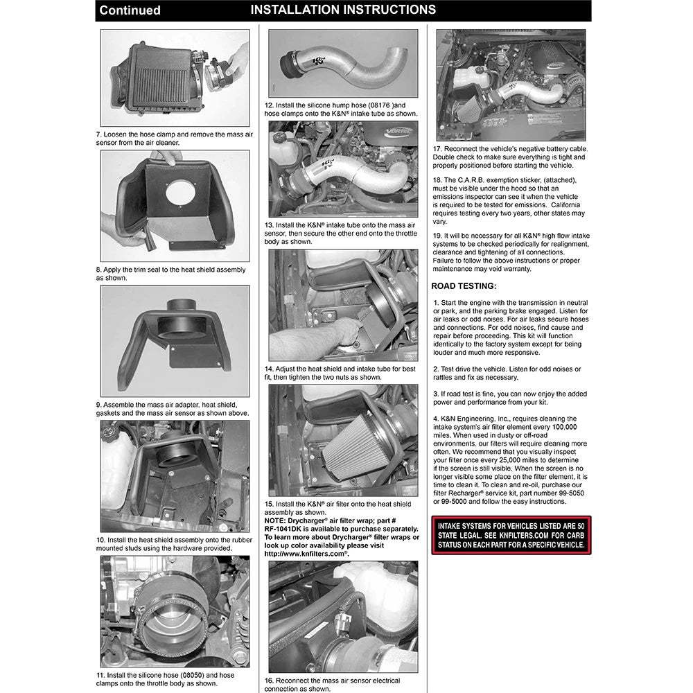 K&N 05 Chevy/GMC PickUp & SUV V8-4.8/5.3/6.0L High Flow Performance Kit