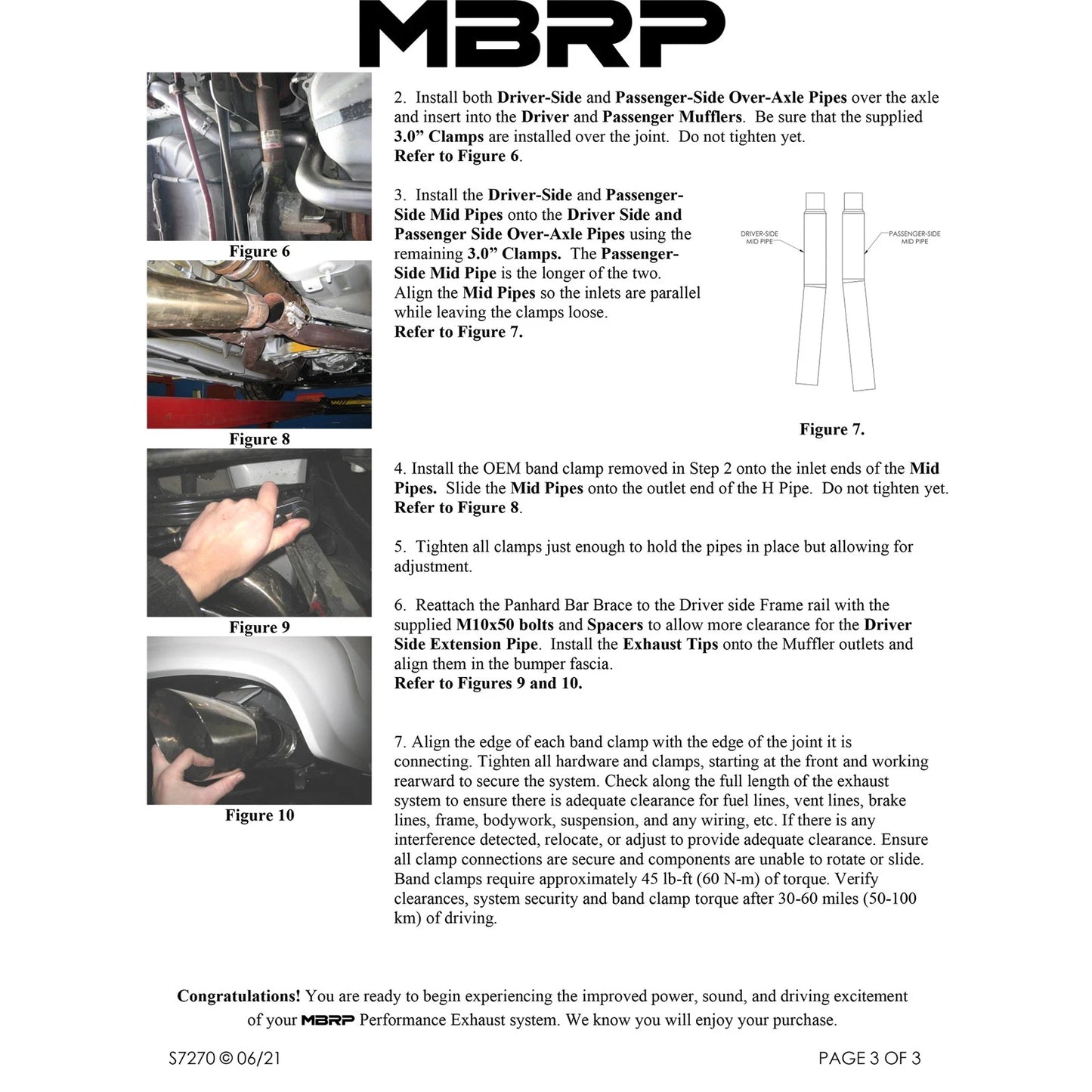 MBRP 05-09 Ford Shelby GT500 / GT Dual Split Rear Race Version, T409 4in Tips Exhaust System