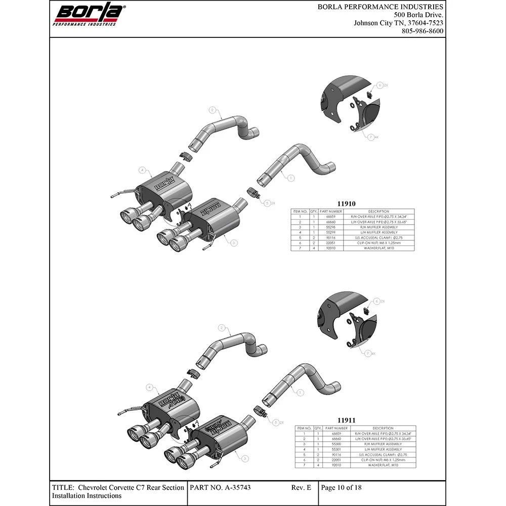 Borla 2014 Chevrolet Corvette C7 6.2L 8cyl ATAK Exhaust w/ NPP Dual Mode (rear section only)