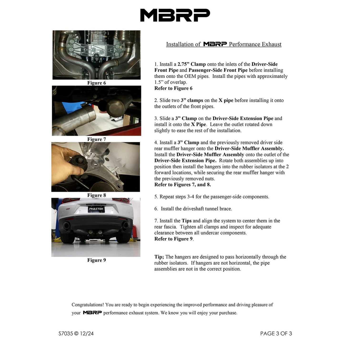 MBRP 16-19 Chevrolet Camaro SS 6 Speed 3in Dual Cat Back w/ 4.5in OD Tips - Black (Non NPP Models)