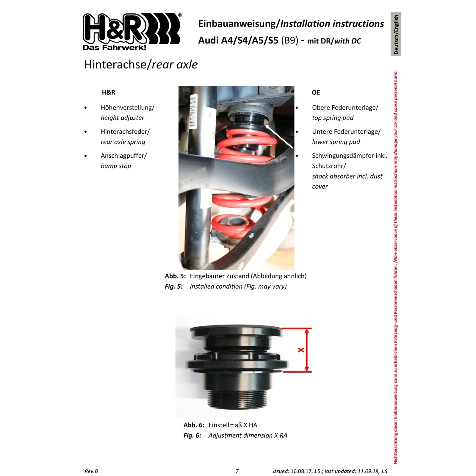 H&R 18-22 Audi A5 Coupe Premium/Premium Plus (AWD) B9 VTF Adjustable Lowering Springs (Incl. MRC)