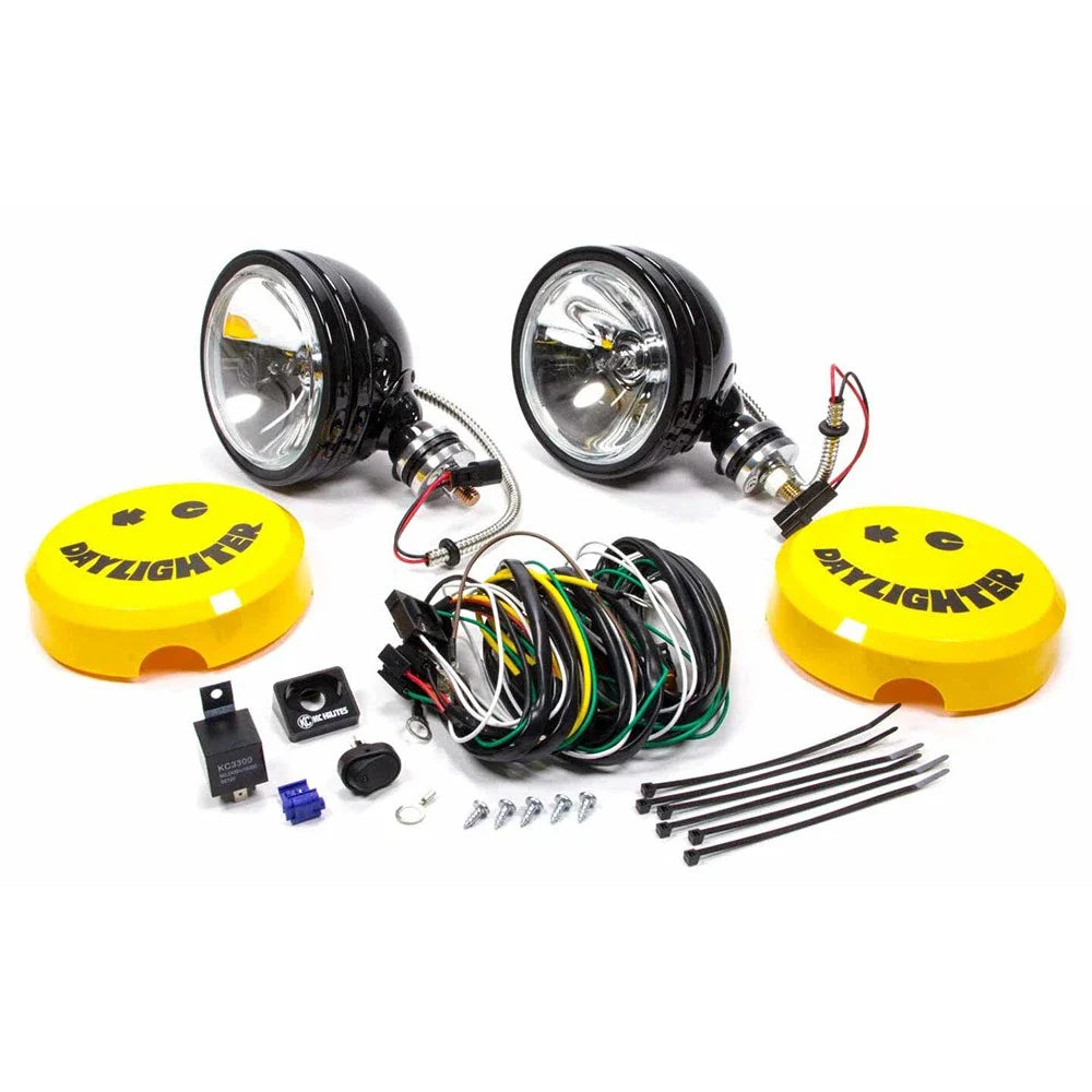 KC HiLiTES Daylighter 6in. Halogen Light 100w Spot Beam (Pair Pack System) - Black SS