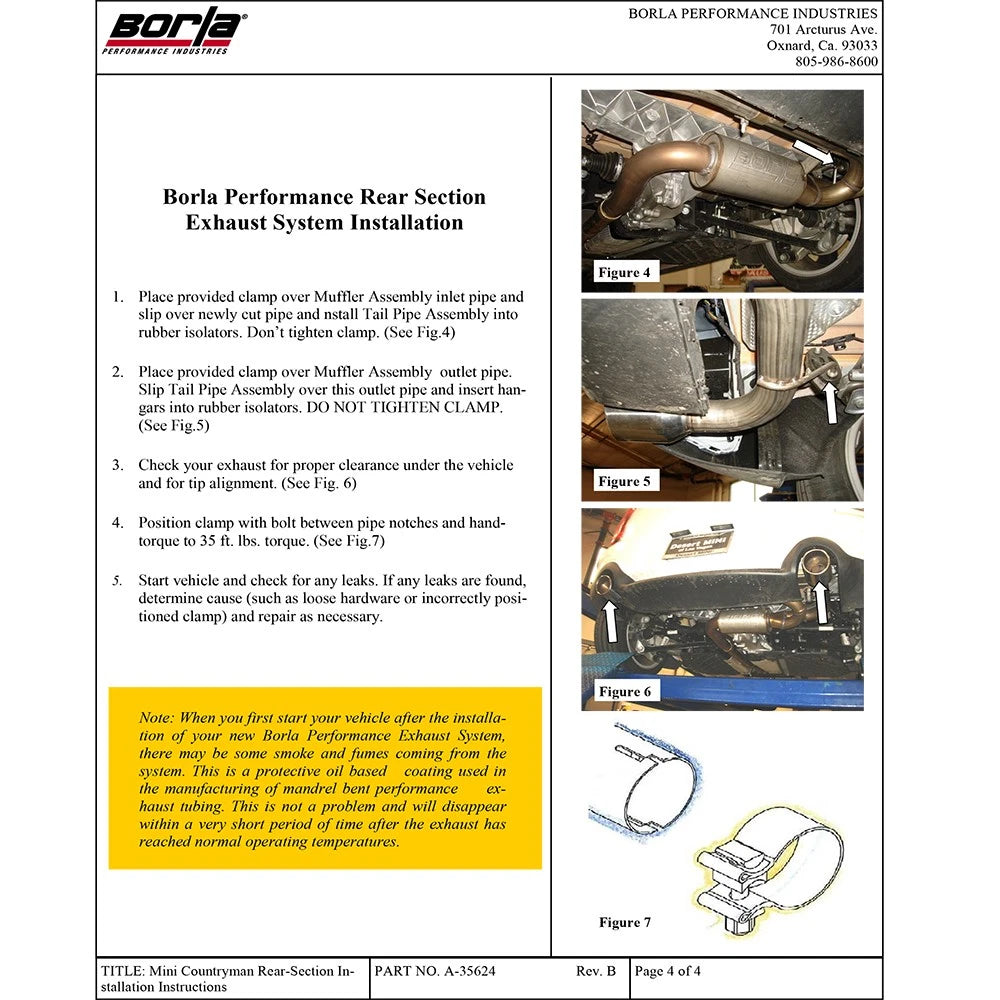Borla 11-12 Mini Cooper Countryman S 1.6L 4 cyl SS Exhaust (REAR SECTION ONLY)