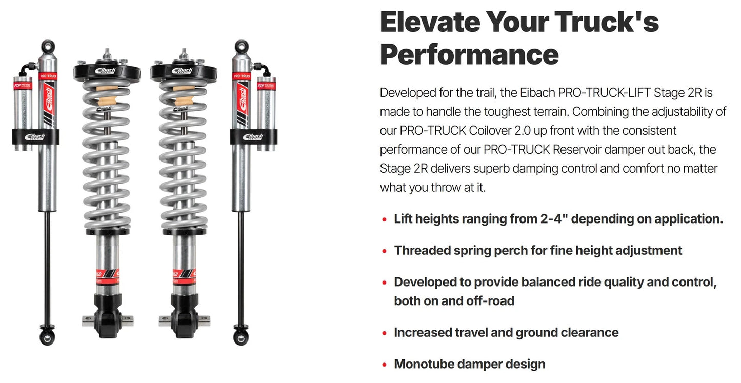 Eibach 24+ Toyota Tacoma Pro-Truck Lift Stage 2R (Front Coilovers + Rear Shocks)