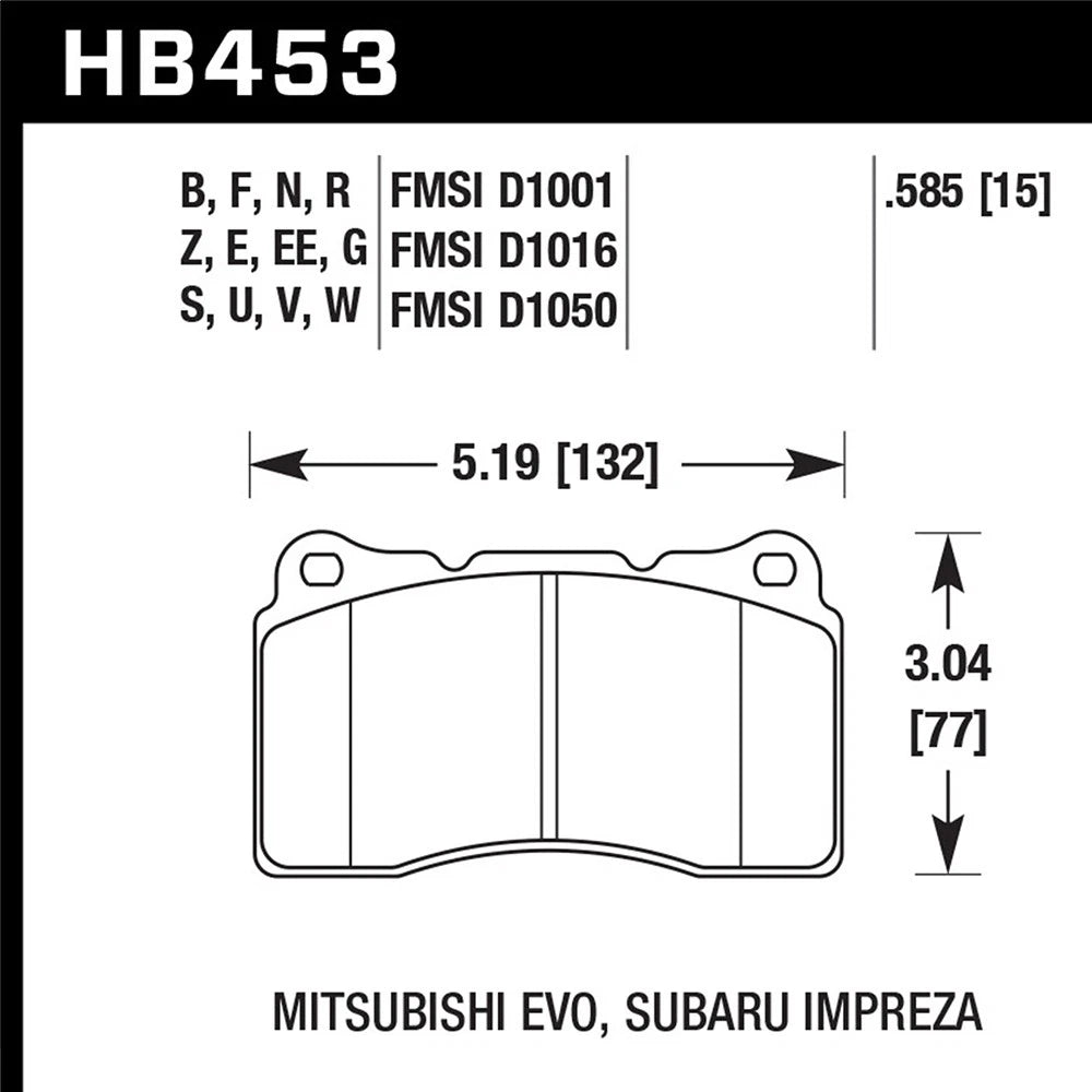 Hawk 03-06 Evo / 04-09 STi / 09-10 Genesis Coupe (Track Only) / 2010 Camaro SS / 08-09 Pontiac G8 GX