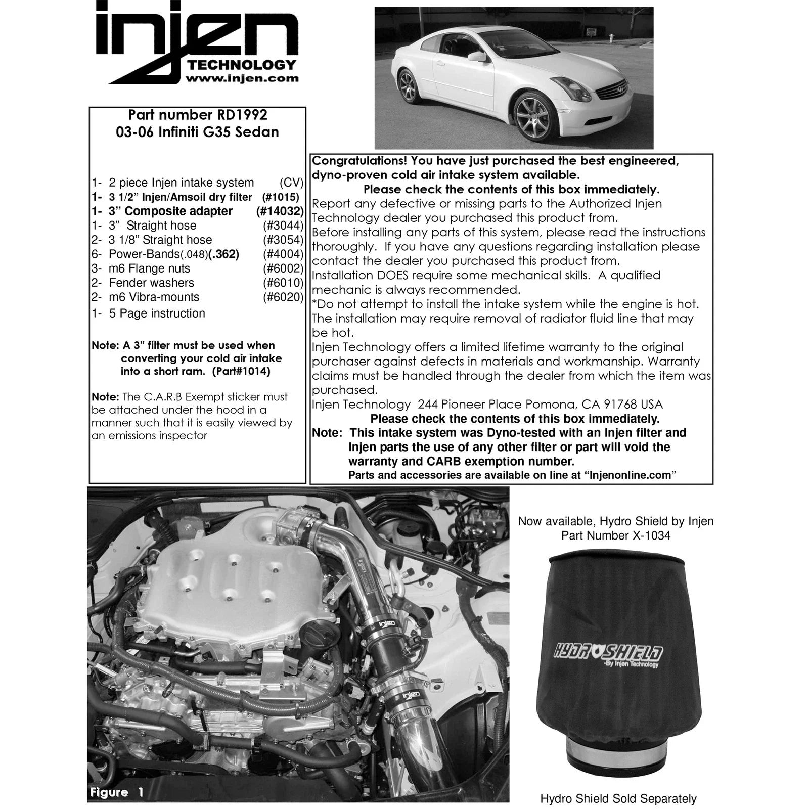 Injen 03-06 G35 AT/MT Sedan Polished Cold Air Intake