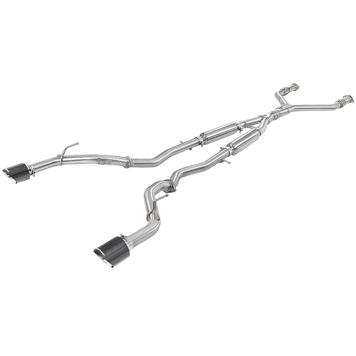 aFe POWER Takeda 2.5in 304 SS CB Exhaust w/ Carbon Fiber Tips 17-19 Infiniti Q60 V6-3.0L (tt)