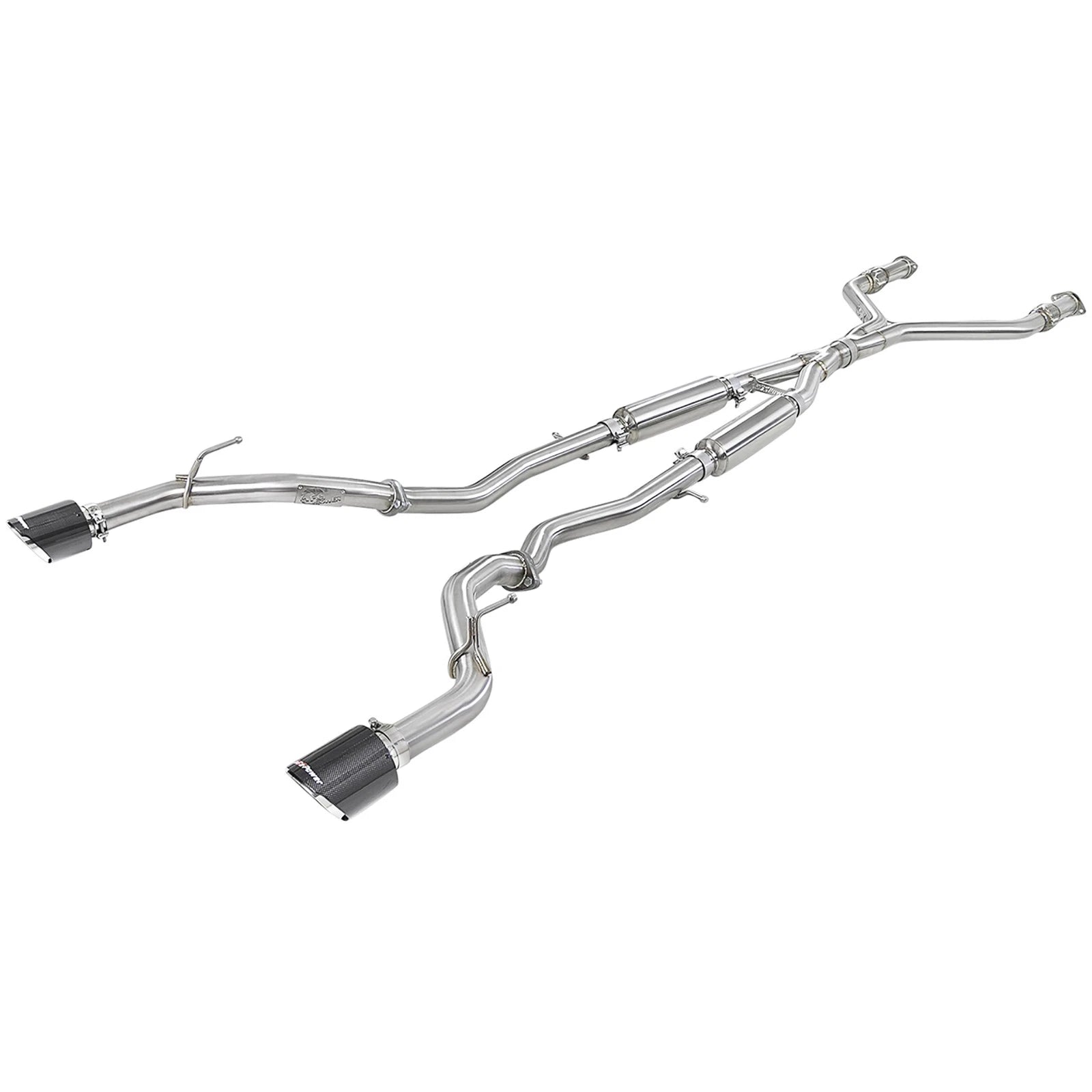 aFe POWER Takeda 2.5in 304 SS CB Exhaust w/ Carbon Fiber Tips 17-19 Infiniti Q60 V6-3.0L (tt)