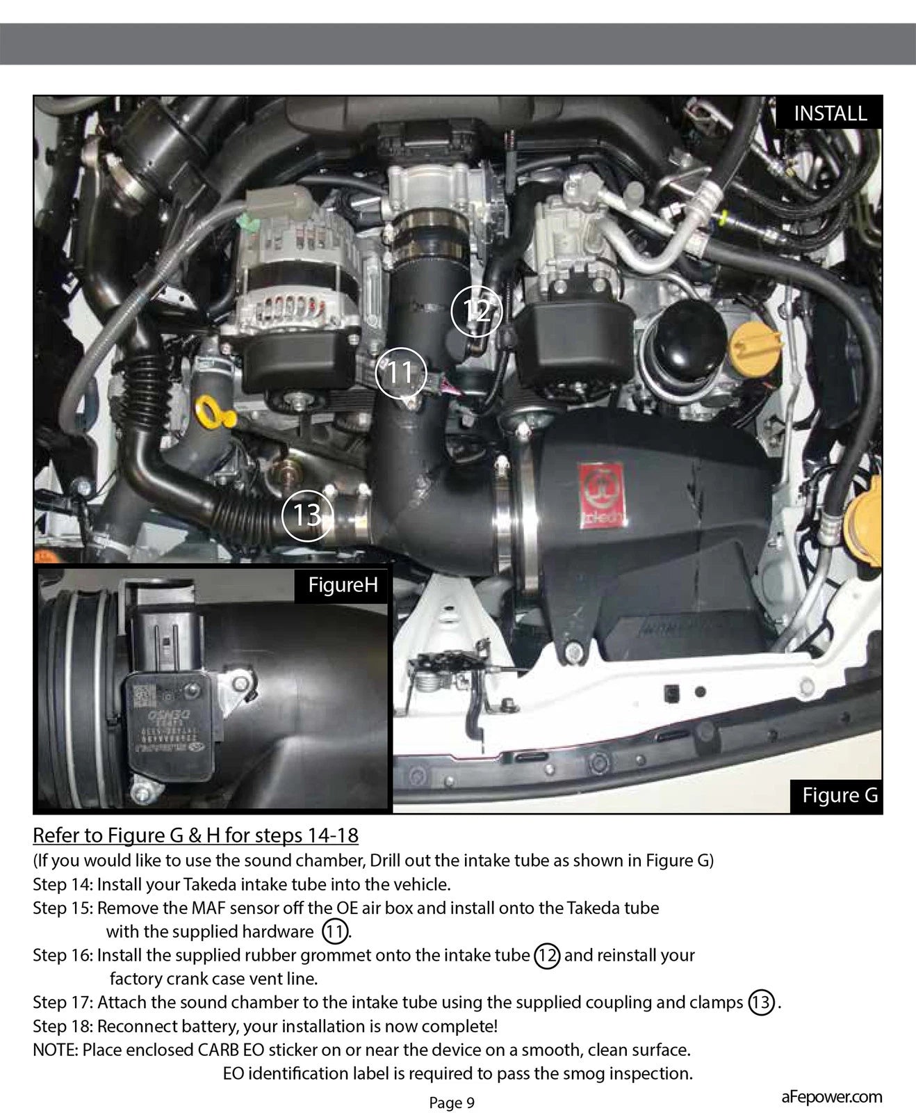 aFe Takeda Momentum Sealed Intake System 13 Scion FR-S H4 2.0L Stage 2 Pro Dry S Wrinkle Black