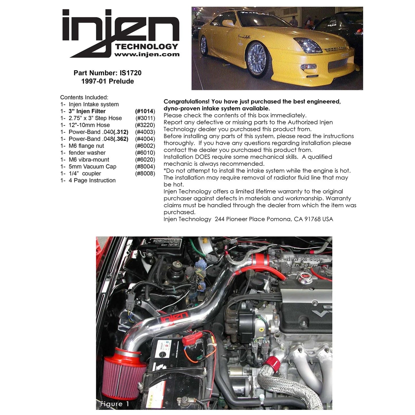 Injen 97-01 Prelude Polished Short Ram Intake