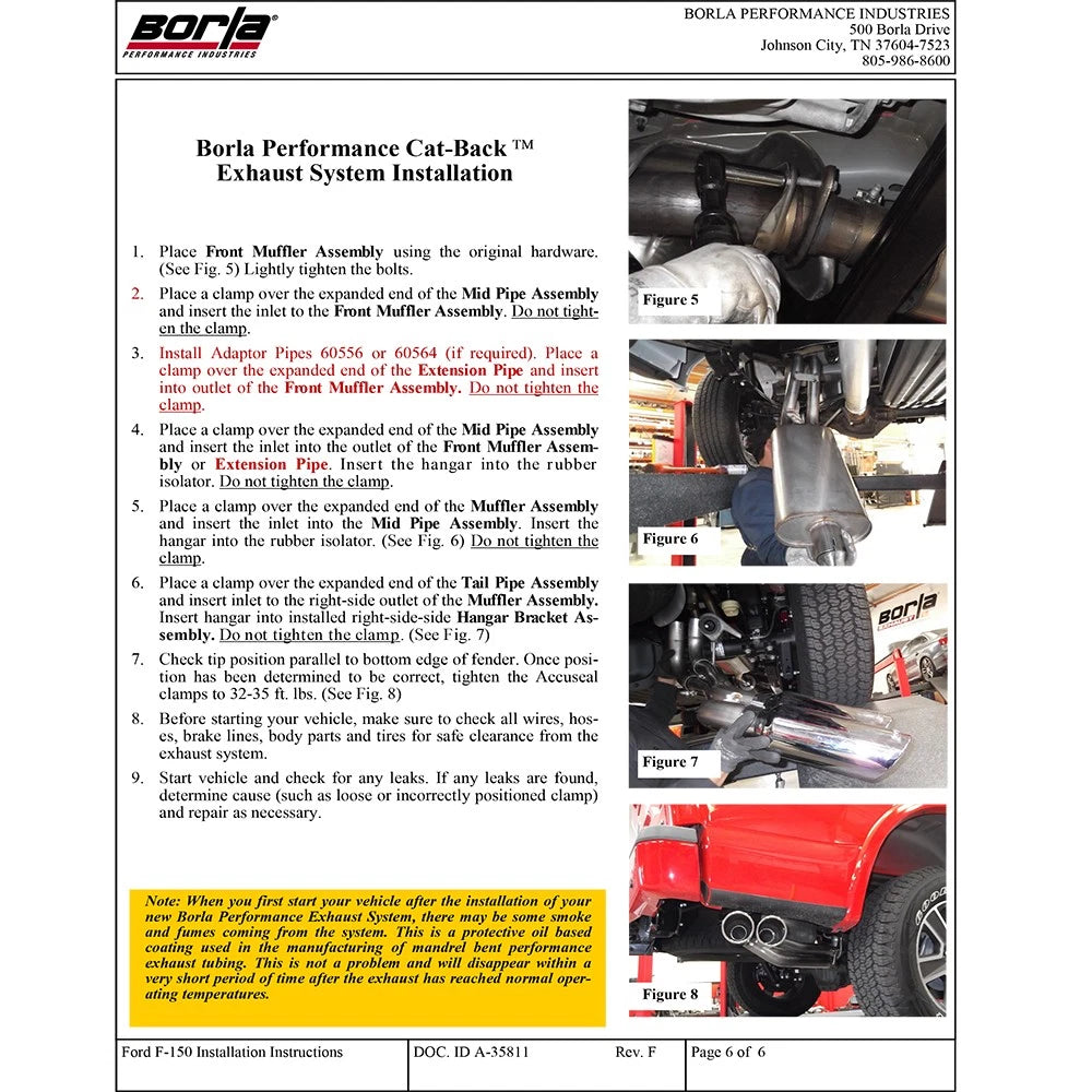 Borla 15-16 Ford F-150 3.5L EcoBoost Ext. Cab Std. Bed Catback Exhaust Touring Truck Side Exit