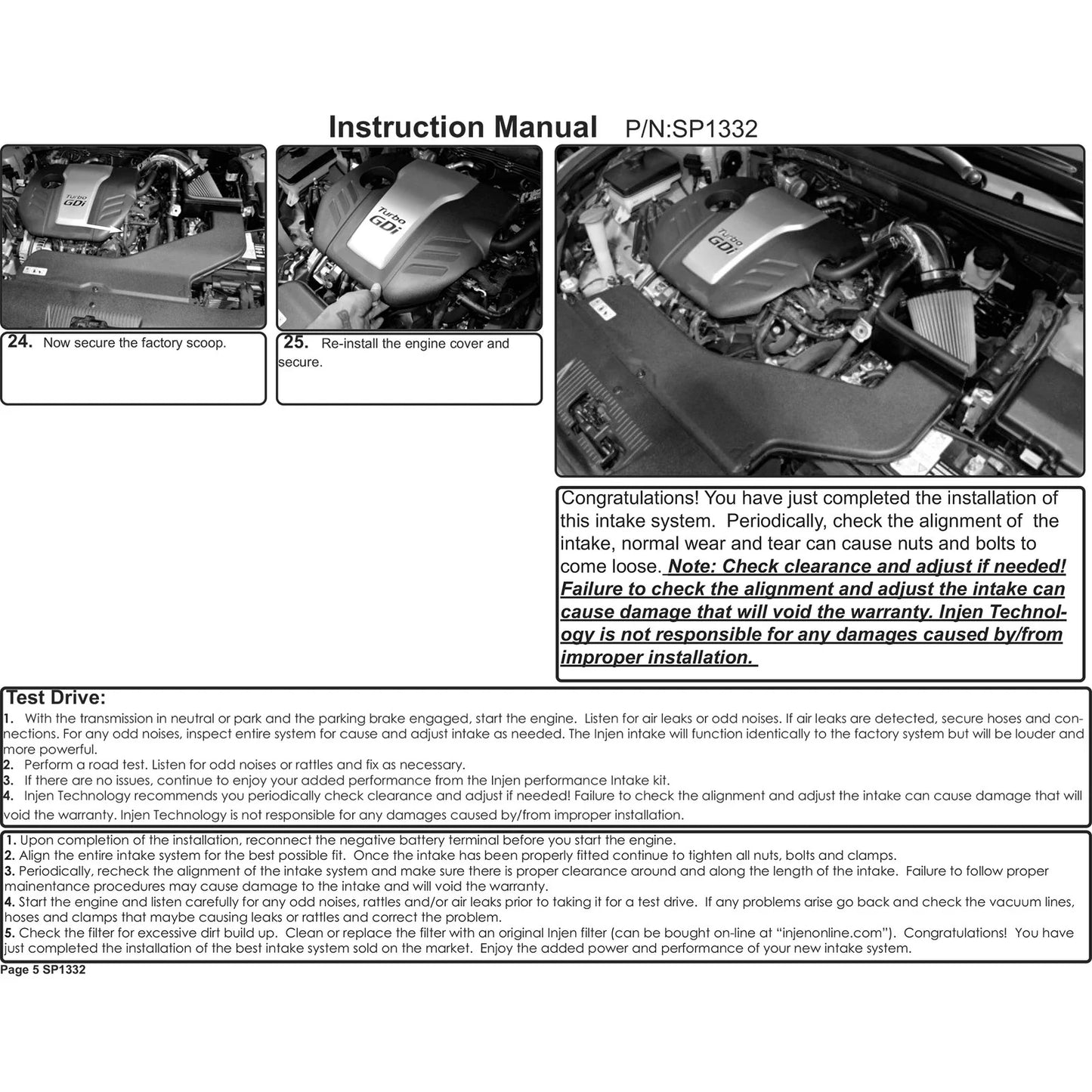 Injen 15-18 Hyundai Sonata 1.6L (t) Black Short Ram Intake w/ Heat Shield