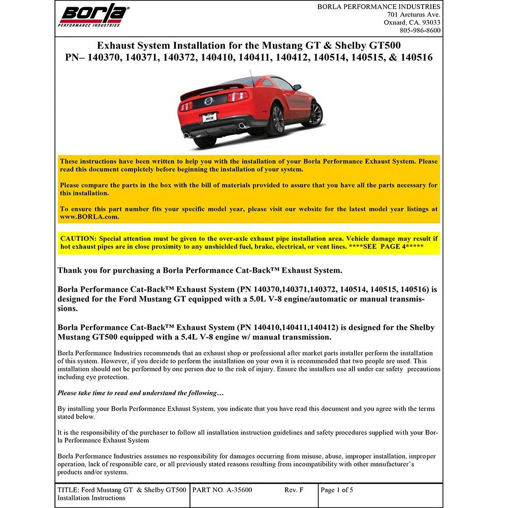 Borla 13-14 Mustang GT/Boss 302 5.0L V8 RWD Single Split Rear Exit ATAK Catback Exhaust