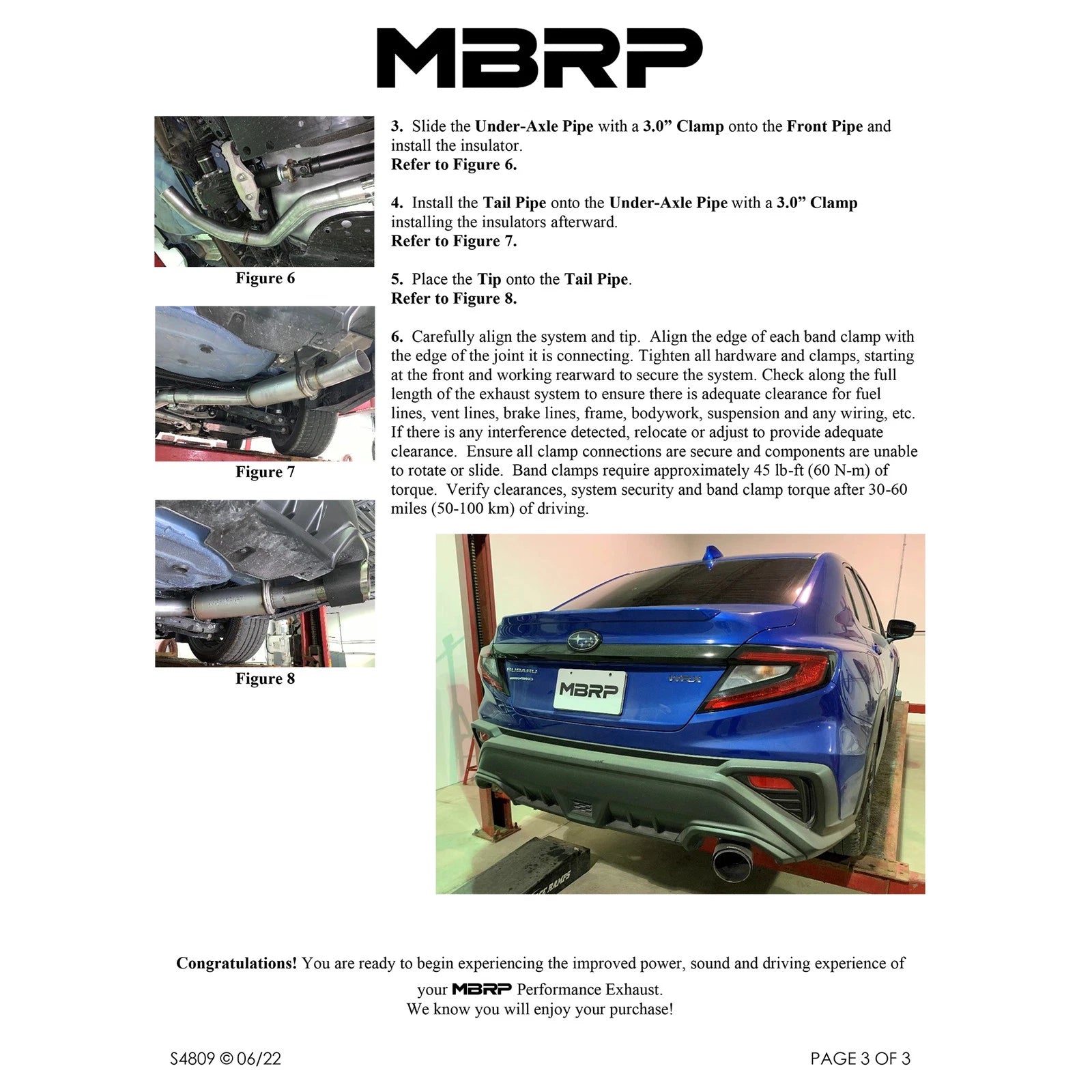 MBRP 2022 Subaru WRX 2.4L 3in Cat Back 5in OD w/ Carbon Fiber Tips - T304