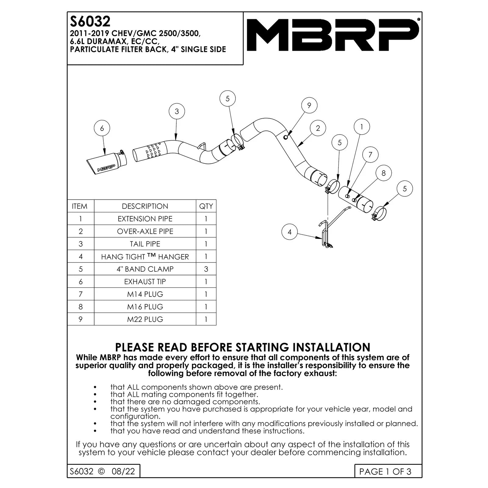 MBRP 11 Chev/GMC 2500/3500 4in Filter Back Single Side Aluminum Exhaust System