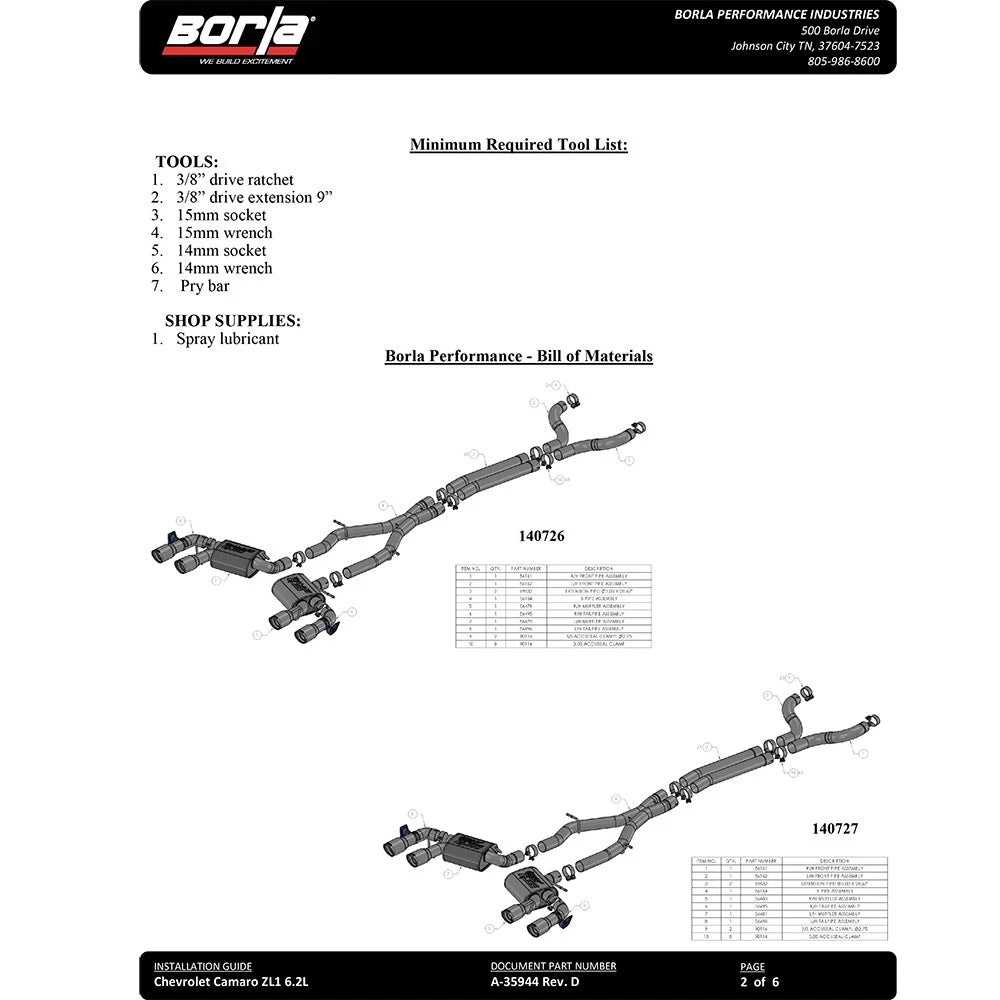 Borla 17-18 Chevrolet Camaro ZL1 6.2L V8 S Type Catback Exhaust w/ Dual Mode Valves CF Black Anod