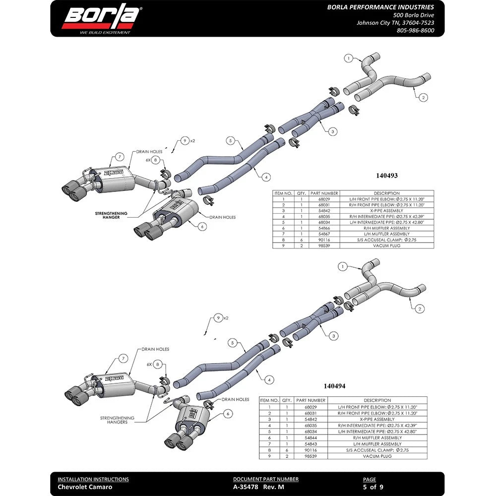 Borla 10-13 Chevy Camaro SS 6.2L 8cyl Aggressive Catback Exhaust