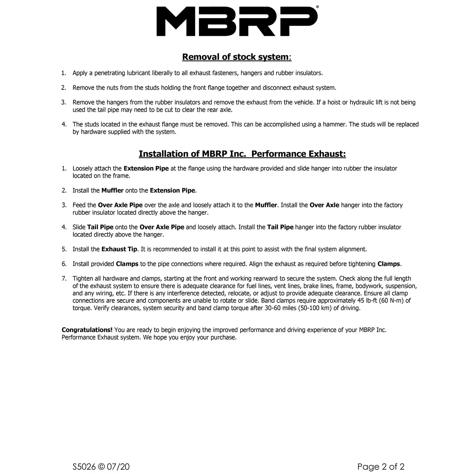 MBRP 2000-2006 Chev/GMC Tahoe/Yukon 5.3L Cat Back Single Side