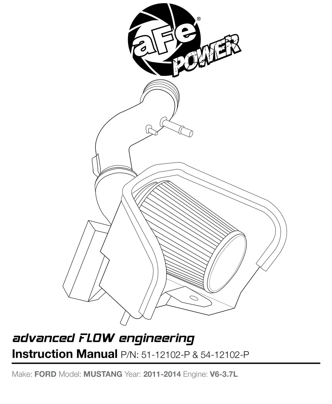 aFe MagnumFORCE Intakes Stage-2 P5R AIS PDS Ford Mustang 11-12 V6-3.7L (pol)