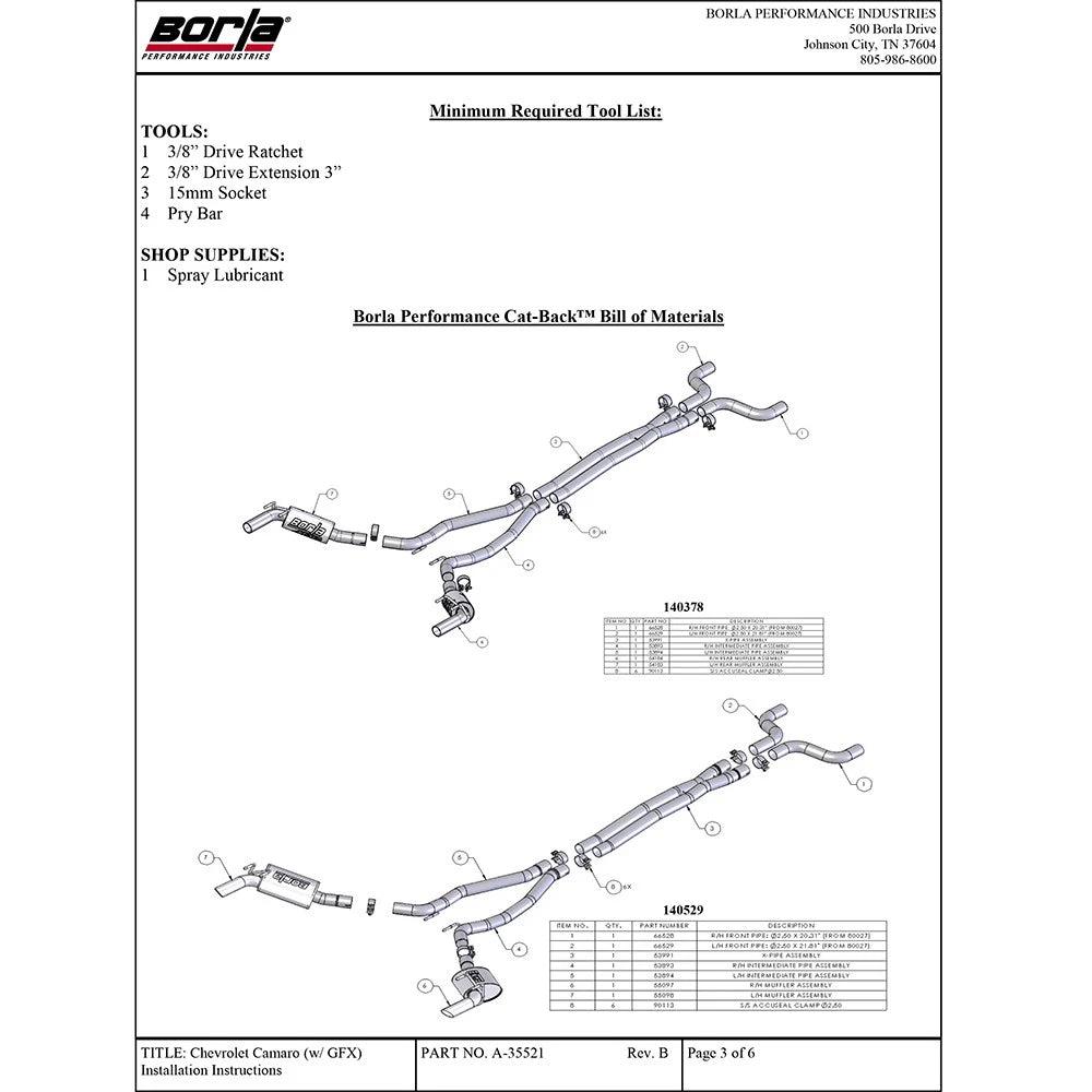 Borla 10-13 Chevy Camaro SS 6.2L V8 ATAK Catback Exhaust Incl. X Pipe works w/GFX Package